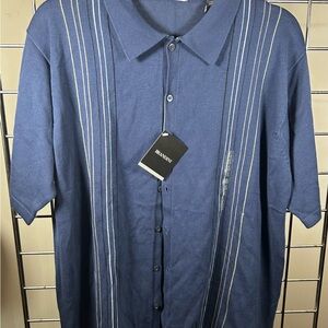 NWT Brandini Elegant Blue Button-Down Shirt Size L